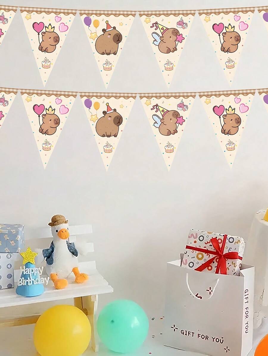 12 CÁI Trang Trí Tiệc Capibara Biểu Ngữ Cờ Đuôi Nheo Chủ Đề Cờ Tam Giác Vòng Hoa Biểu Ngữ Ngoài Trời Trong Nhà Trang Trí Tiệc Sinh Nhật Cá Heo Đáng Yêu Vật Dụng - Nhiều màu - Xem 1