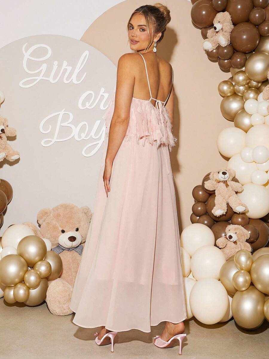 Loomaby 孕妇纯色简约休闲无袖连衣裙 - 粉色 - 查看 1