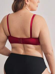 Moonlight&Mama Clip Closure Nursing Bra With Underwire, Lace Splice, Convenient For Breastfeeding, Plus Size Maternity Bra, Lift - Burgundy - View 2