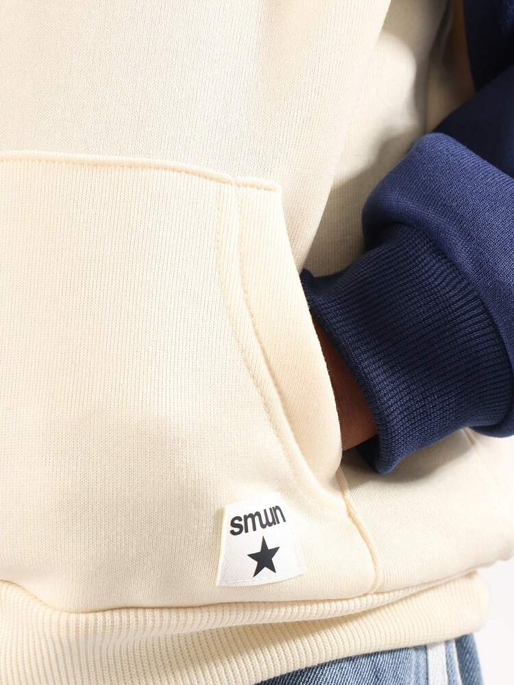 Two Tone Raglan Sleeve Hoodie With Brand Logo