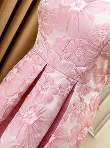 Rometta Plus Size Women V-Neck Ruched Elegant Party Dress - Dusty Pink - View 5