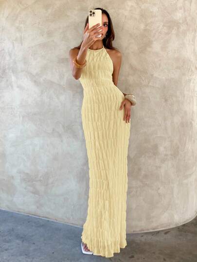 Aloruh 女士纯色简约无袖连衣裙，休闲日常穿着