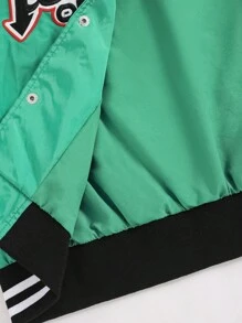 Boys' Minimalist Fashion Cool Embroidered Woven Baseball Jacket Cardigan With Snap Buttons Boys Letterman Jacket Letter Jacket Boys Boys Jacket Baseball Jacket Boys Y2k Clothes Boys - Green - View 8