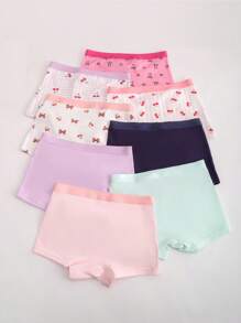 8 件装少女蝴蝶樱桃印花舒适低腰内裤，简约时尚，适合返校季穿着 - 彩色 - 查看 2