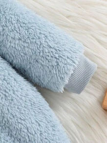 Cozy Pixies 男婴卡通熊图案耳朵连帽加厚连体衣 - 杏色 - 查看 3