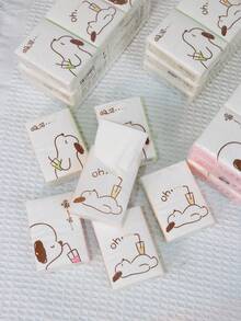 SHEIN 1包/9包白色餐巾纸手帕纸迷你小包纸巾便携可爱洗脸巾手帕纸学生小口袋纸巾 - 棕色 - 查看 3