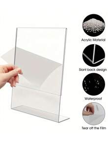 SHEIN Acrylic Sign Holder, Clear Tabletop Menu Stand, Slant Back Transparent File Table Holder, For Home Office Retail Show Fair Restaurants Wedding Reception Party Decoration, 4''x6'',6/10pcs