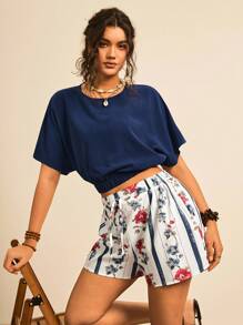 SHEIN LUNE Plus Size Set Women Two Pieces 2 Pieces Short Sets Women Women Short Sets Summer Shorts Sets For Women Floral Print Shorts Set Two Pieces Short Sets Women Floral Shorts Outfits For Women Fall Women Clothes Back To School Clothes Country Outfits Women Stockholm Style Going Out Tops Women Fall Women Clothes Autumn Clothes Homecoming Tulum Teacher Outfits For Women Back To School Clothes Going Out Outfits - Multicolor - View 3