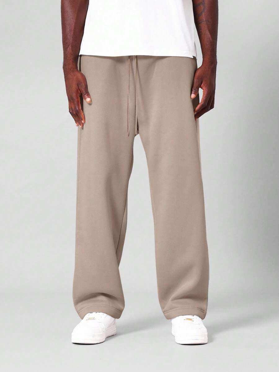 SUMWON Pantalones jogger de entrepierna caída, ropa de estar en casa, pantalones de chándal de felpa cómoda, pierna ancha, ajuste relajado, cintura con cordón, comodidad invernal, uso casual diario - Caqui - Ver 1