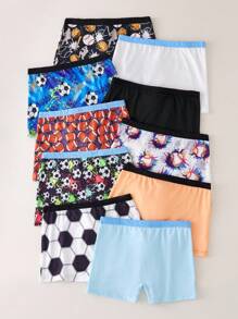 10pcs/Pack Tween Boys' Football, Basketball, Rugby Sports Graphic Print Boxer Briefs Boys Boxers Pack Underpants For Boys Toddler Boy Boxers Fall Winter