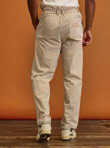 Musero Slim Fit Branded Patch Pants Sets Belt Loop Button Fastening Spring Summer Holiday Vacation - Army Green - View 4