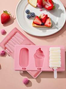 Joivida 1Pc Cute Shapes Silicone Popsicle Molds With Lids Reusable Ice Cream Mold Popsicle 4 Cavities Maker Homemade DIY Set - Pink - View 1