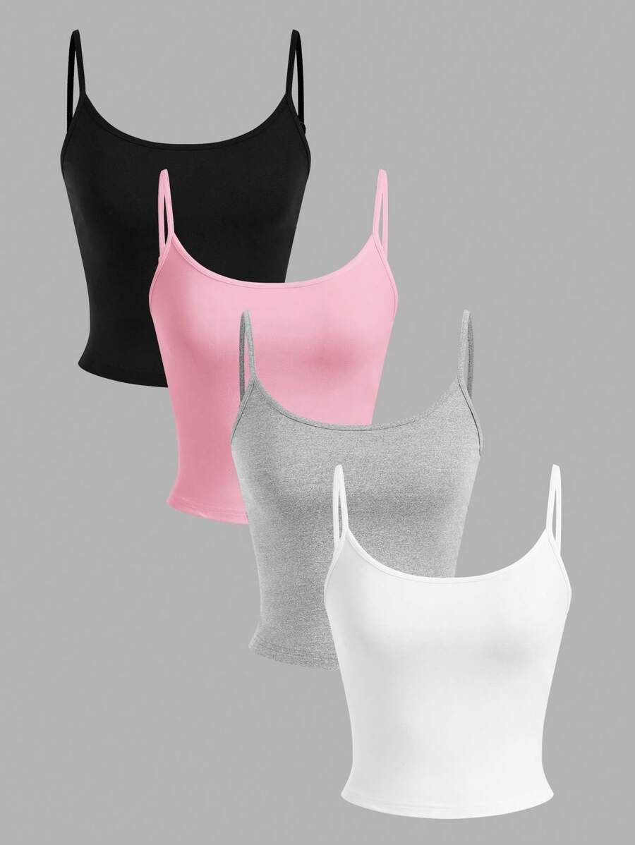 Comfortcana 4 pièces Ensemble short en tricot et camisole grande taille - Multicolore - Voir 1