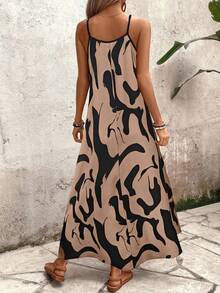 SHEIN PETITE Women's Floral Print A-Line Loose Fit Vacation & Casual Sleeveless Dress