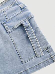 SHEIN MOD Minifalda vaquera de mujer, de moda para el verano - Azul - Ver 4