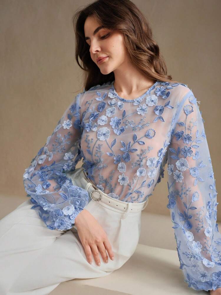 Cubre con manga larga y estampado floral 3D en estilo de vacaciones para mujeres