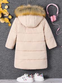 Emery Rose Kids Emery Rose Kids 女童纯色连帽人造毛皮饰边口袋羽绒服 女童带帽冬装 女童保暖内衬冬装 女童带毛皮帽冬装外套 儿童保暖冬装 女童冬季派克大衣 女童连帽羽绒服 女童秋季冬装 - 卡其色 - 查看 4