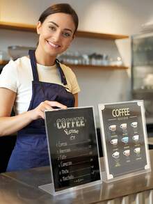 SHEIN Acrylic Sign Holder, Clear Tabletop Menu Stand, Slant Back Transparent File Table Holder, For Home Office Retail Show Fair Restaurants Wedding Reception Party Decoration, 4''x6'',6/10pcs