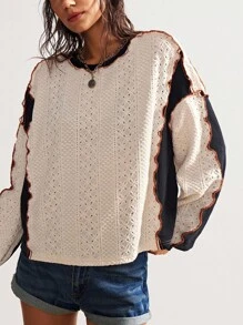 Bohemela 大码女式休闲宽松长袖上衣 - 白色 - 查看 6