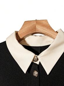 Regalyn Plus Size Elegant Commuter Color Block Pleated Dress Fall Cloth For Women