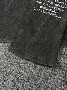 GENIUS ODE 男士休闲复古耶稣标语印花长袖T恤