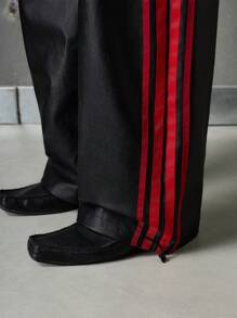 NEON BLANC 男士宽松休闲裤，带口袋和侧条纹，秋冬 - 黑色 - 查看 5