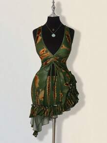 SHEIN ICON 露背吊带背心和不对称下摆半身裙套装 - 彩色 - 查看 3