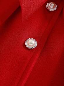 Souflis Souflis Baby Girls' Color Blocking Lapel Bow Decor Long Sleeve Warm Jacket - Red - View 6