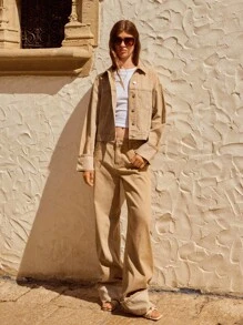 Maija 女士休闲日常水洗纽扣牛仔夹克