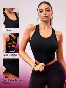 SHEIN Sports Women's Casual Sports Yoga Running Exercise T-Shirt - Black - View 5