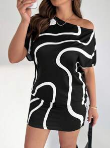 Auralis Plus-Size Women's Off-The-Shoulder Dress, Plus-Size Women's Clothing, Summer Off-The-Shoulder Clothing, Cute Summer Clothing,Casual Dresses For Woman Sexy Dress Modest Dresses For Women Sexy Dresses For Women - Black - View 6