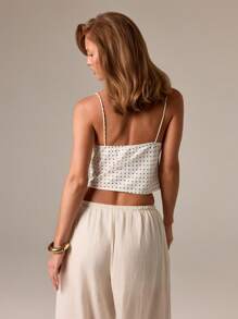 AiiRZ Polka Dot Summer Two Piece Cami And Mini Skirt Set With Lace Trim Party Festival Holiday Beach Vacation Outfit - Multicolor - View 2