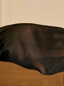 Glamine Charm Rhinestone Detail Sweetheart Neck Mesh Panel Bustier Bodysuit - Black - View 7