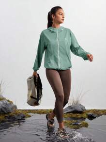 In My Nature 女士休闲户外印花连帽夹克 - 青檸色 - 查看 4