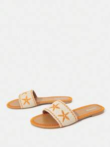 Styleloop Women's Flat Woven Sandals, Bohemian Style For Vacation - Orange - View 3