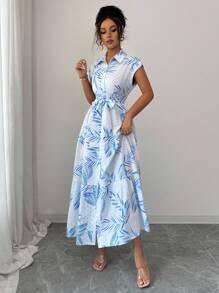 Chiquease Đầm nữ cổ sơ mi phong cách Bohemian thường ngày/đi làm/nghỉ dưỡng, xuân/hè - Nhiều màu - Xem 6