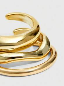 CUCCOO SZL 3 件金色粗手链套装女士防水手镯套装基本款设计叠层手链