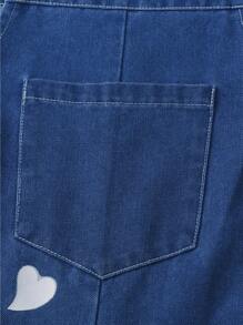 Elladie kids Young Girl' Cute Cartoon Butterfly Print Denim Bib Overalls, Casual & Fashionable For Summer Fall Winter