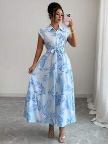 Chiquease Đầm nữ cổ sơ mi phong cách Bohemian thường ngày/đi làm/nghỉ dưỡng, xuân/hè - Nhiều màu - Xem 3