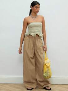 COUREZ 宽松亚麻长裤/女士夏季/外出休闲/Y2K 假期 100% 纯棉