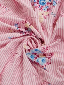 Aveloria Rosie 花卉条纹印花长袖衬衫裙，适合休闲穿着，女士秋季度假服装 - 粉色 - 查看 6