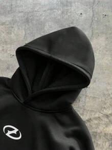 AXEPEAK Men's Knitted Casual Loose Fit Long Sleeve Hoodie, For Fall Winter - Black - View 3