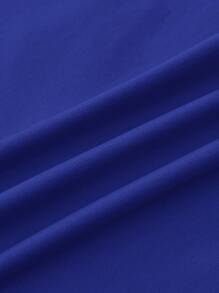 SHEIN TEENGIRL 红色修身圆领撞色边T恤，适合街舞、赛车徽章和字母图案T恤 - 藍色 - 查看 7