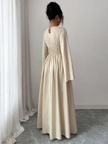 Siren Gaze Váy bó eo tối giản màu trơn dành cho nữ, mặc hàng ngày - Màu be - Xem 2