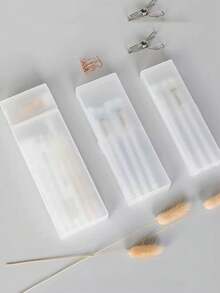 1个装实心铅笔盒，适合开学季，可作铅笔袋、书包，学生文具收纳盒，圣诞礼物，多功能文具盒，半透明笔盒 - 白色 - 查看 2
