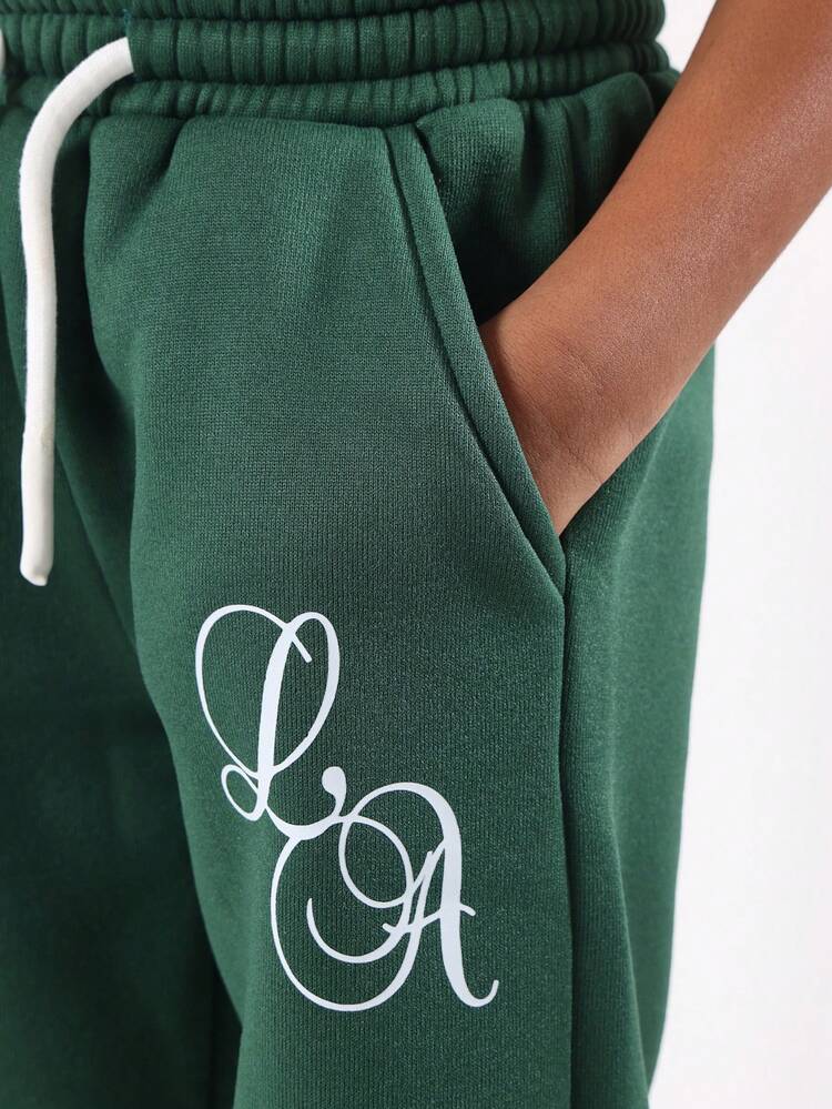 Calça de moletom de perna larga com design de logotipo escrito