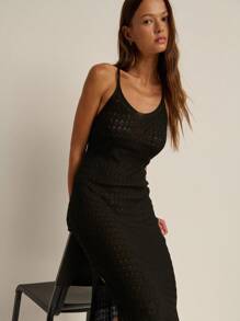 Nöista Women's Solid Color Casual Sleeveless Knit Dress For Vacation - Black - View 3