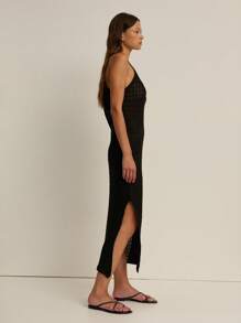 Nöista Women's Solid Color Casual Sleeveless Knit Dress For Vacation - Black - View 1