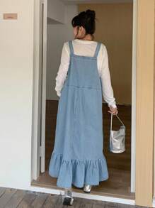 Dazy Plus 女童春夏水洗蓝色吊带宽松休闲长裙