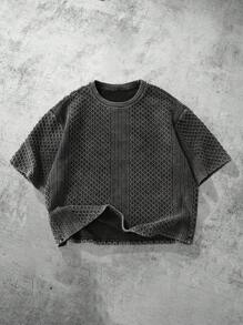 PAVTROS Manfinity Streetrush 男士年轻街头风短袖T恤，采用清爽卫衣面料，修身剪裁，简约珍珠光泽设计，融合现代时尚与街头风格，简约时尚，独具一格，适合日常搭配，时尚潮流，街头服饰，休闲聚会，节日礼物，男女皆宜的图案T恤，嘻哈街头风，送给男朋友的礼物，男士街头服饰，万圣节派对 - 黑色 - 查看 1